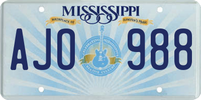 MS license plate AJO988
