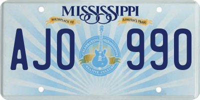 MS license plate AJO990