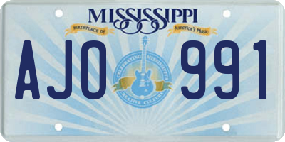 MS license plate AJO991