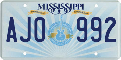 MS license plate AJO992
