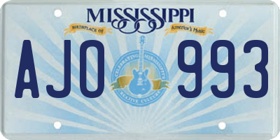 MS license plate AJO993