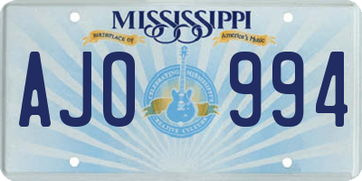 MS license plate AJO994