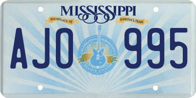 MS license plate AJO995