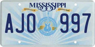 MS license plate AJO997