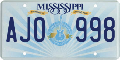 MS license plate AJO998