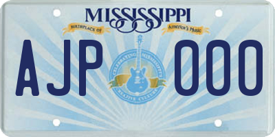 MS license plate AJP000