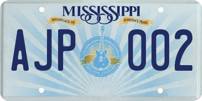 MS license plate AJP002