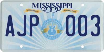 MS license plate AJP003