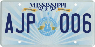 MS license plate AJP006