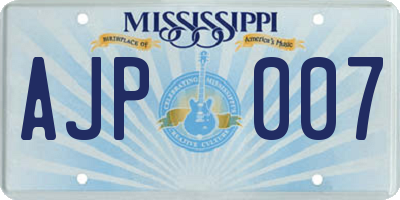 MS license plate AJP007