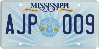 MS license plate AJP009