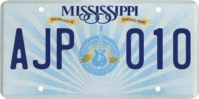 MS license plate AJP010