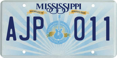 MS license plate AJP011