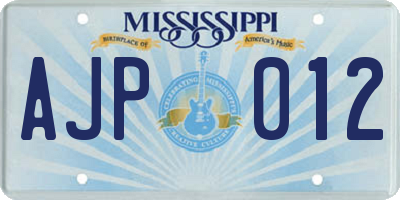MS license plate AJP012