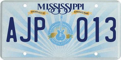 MS license plate AJP013