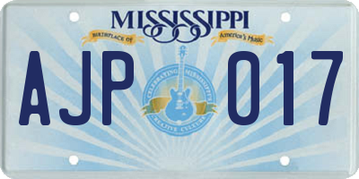 MS license plate AJP017