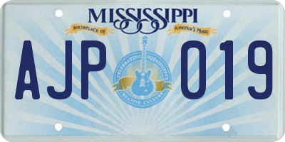 MS license plate AJP019