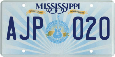 MS license plate AJP020