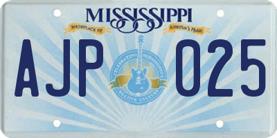 MS license plate AJP025