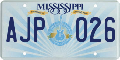 MS license plate AJP026