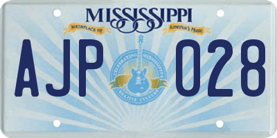 MS license plate AJP028