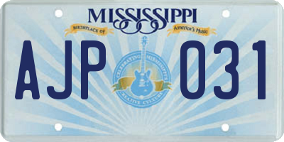 MS license plate AJP031