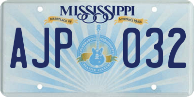 MS license plate AJP032