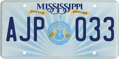 MS license plate AJP033