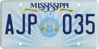 MS license plate AJP035