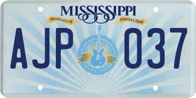 MS license plate AJP037