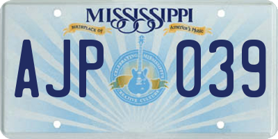 MS license plate AJP039