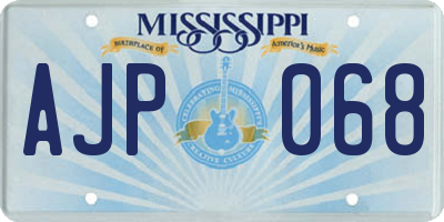 MS license plate AJP068