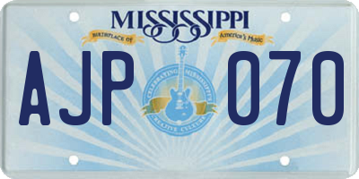 MS license plate AJP070