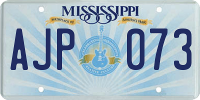 MS license plate AJP073