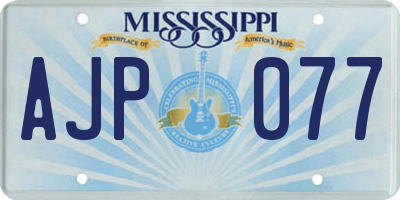 MS license plate AJP077