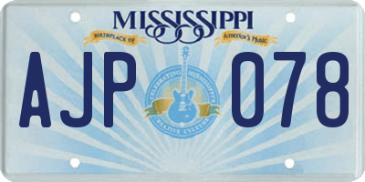 MS license plate AJP078