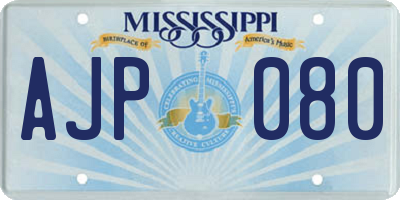 MS license plate AJP080