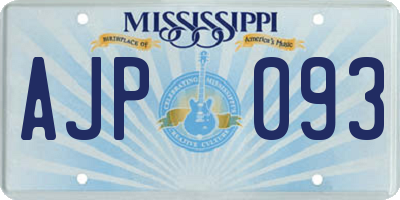 MS license plate AJP093