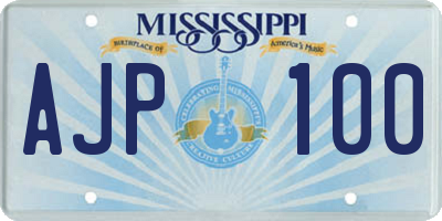 MS license plate AJP100