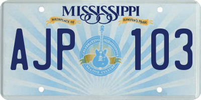 MS license plate AJP103