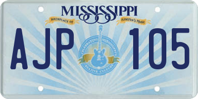 MS license plate AJP105