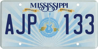 MS license plate AJP133