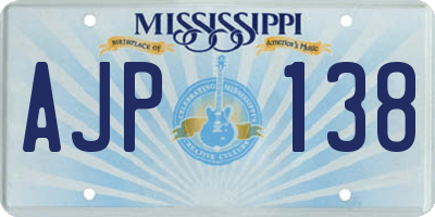 MS license plate AJP138