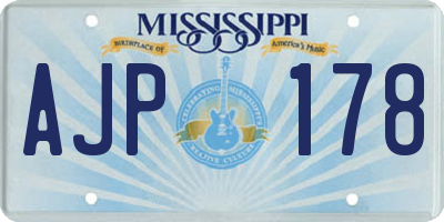 MS license plate AJP178