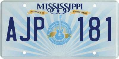 MS license plate AJP181
