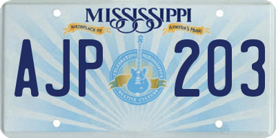 MS license plate AJP203