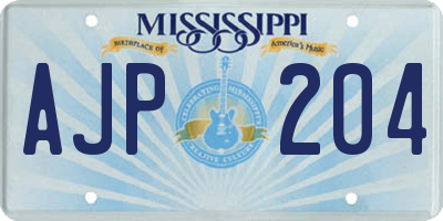 MS license plate AJP204