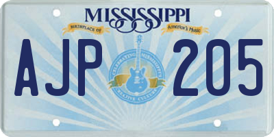 MS license plate AJP205