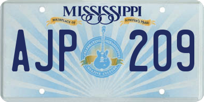 MS license plate AJP209