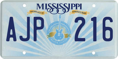 MS license plate AJP216